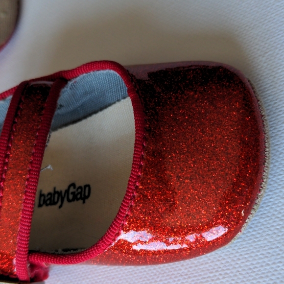 Baby Gap Sparkly Red Mary Janes Flat Dress Infant Shoes * 3-6M - Picture 8 of 8